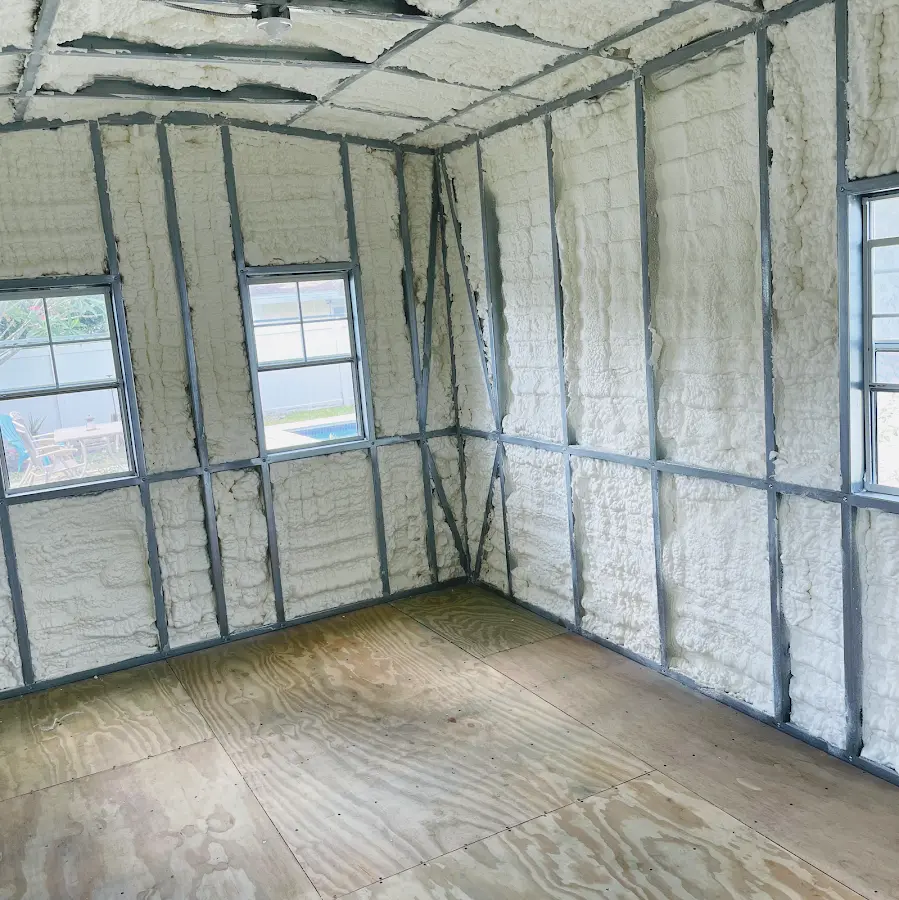 Closed-cell spray foam insulation applied to wall cavities in a residential project in New Hanover